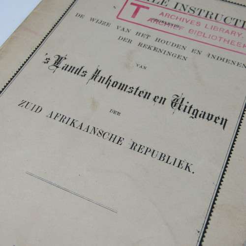 General Instruction om keeping and submitting accounts for the ZAR 1887 - Dutch / AFR
