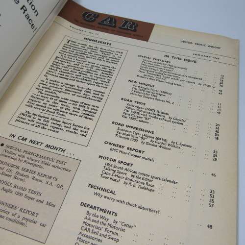 Vintage Car Magazine - January 1966 - excellent condition