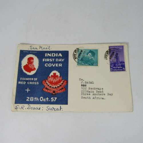 Lot of 4 Red Cross First Day Covers posted India to South Africa