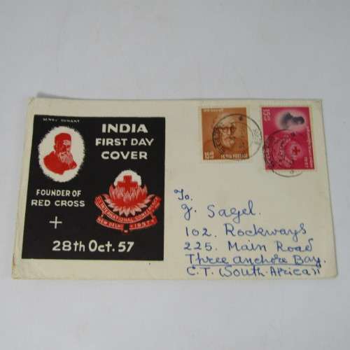 Lot of 4 Red Cross First Day Covers posted India to South Africa
