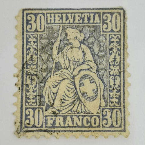 Switzerland 1862 blue 30 centimes top cut - Book value R3200 - undamaged used
