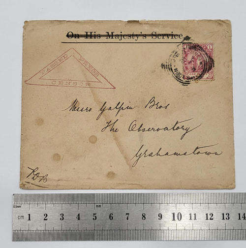 Boer War period Censored cover from King Williamstown South Africa to Grahamstown