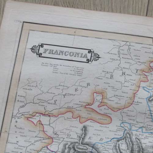 Original 1830`s map of Franconia - published by W. Lizars, Edinburgh - 57 x 47cm