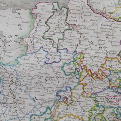 Original 1830`s map of Germany, Prussian Dominions - published by W. Lizars, Edinburgh - 57 x 47cm