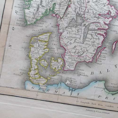 Original 1830`s map of Scandinavia - published by W. Lizars, Edinburgh - 57 x 47cm