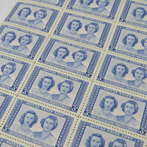 Bechuanaland Protectorate stamps 1947 Royal Visit part sheets of 127, 128, 129, 130