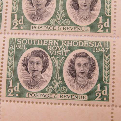 Southern Rhodesia stamps - 1947 Royal Visit - 3 full sheets of 64 - no. 420, 442, & 451
