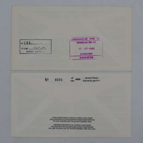 Helicopter Flown cover - Alouette plus Signed WASP Helicopter anniversary cover