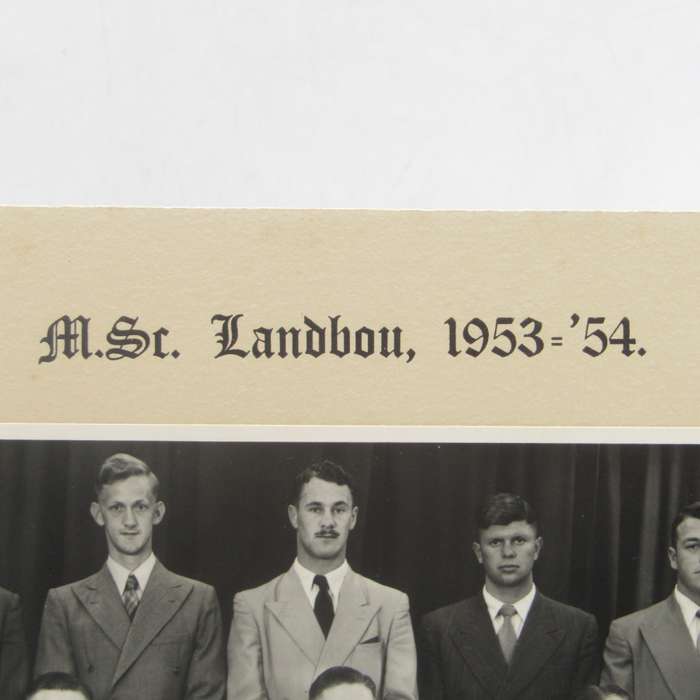 Photo of Agricultural Maters degree students of University of Stellenbosh 1953-1954 with names