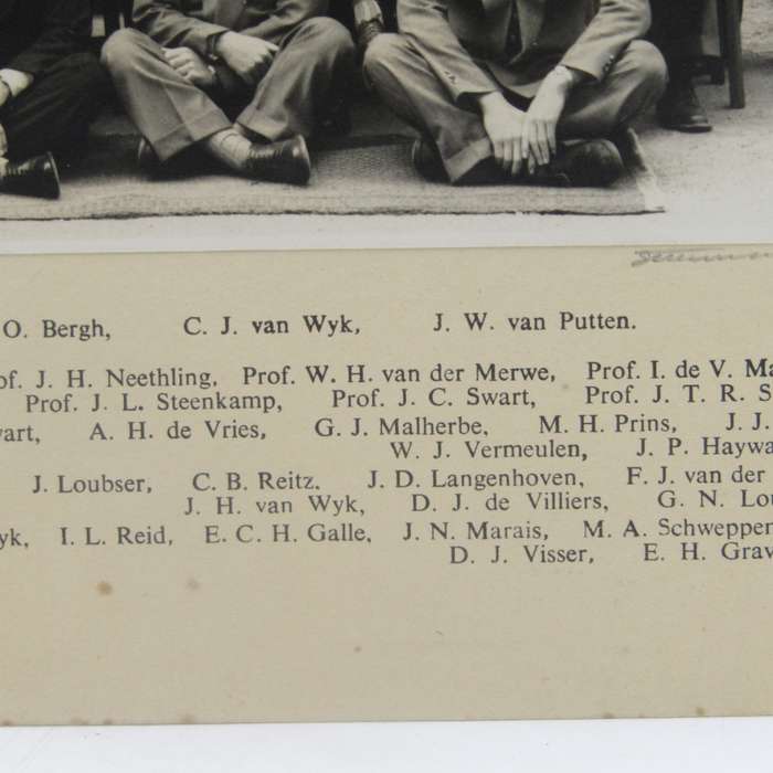 1952 Photo of Agriculture Students and Lecturers of Stellenbosch University with names