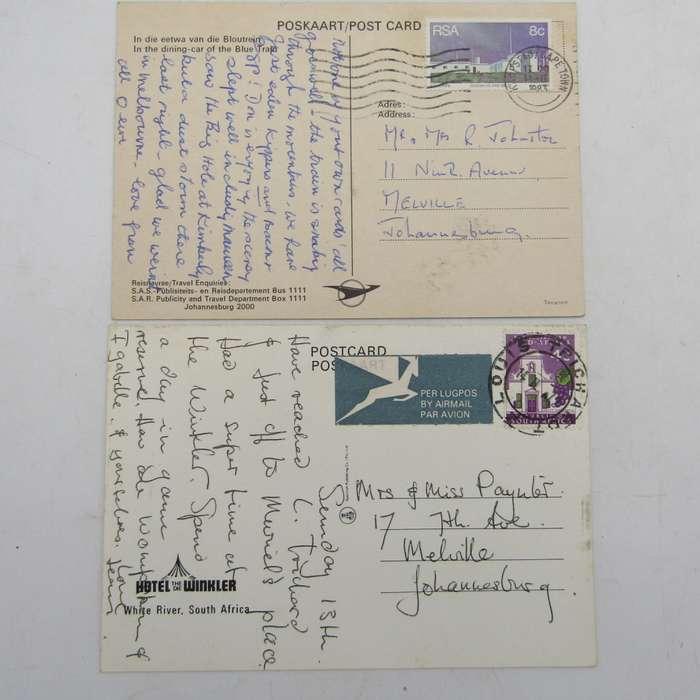 Lot of 32 South Africa postcards - all vintage and with different stamps