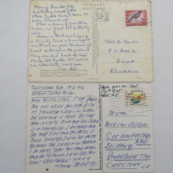 Lot of 32 South Africa postcards - all vintage and with different stamps