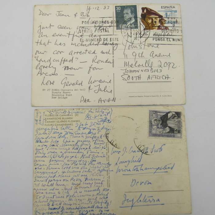 Lot of 37 Vintage Spanish postcards - all used with stamps