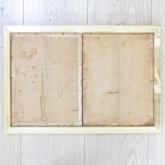 Pair of Antique wooden hanpainted cabinet inserts