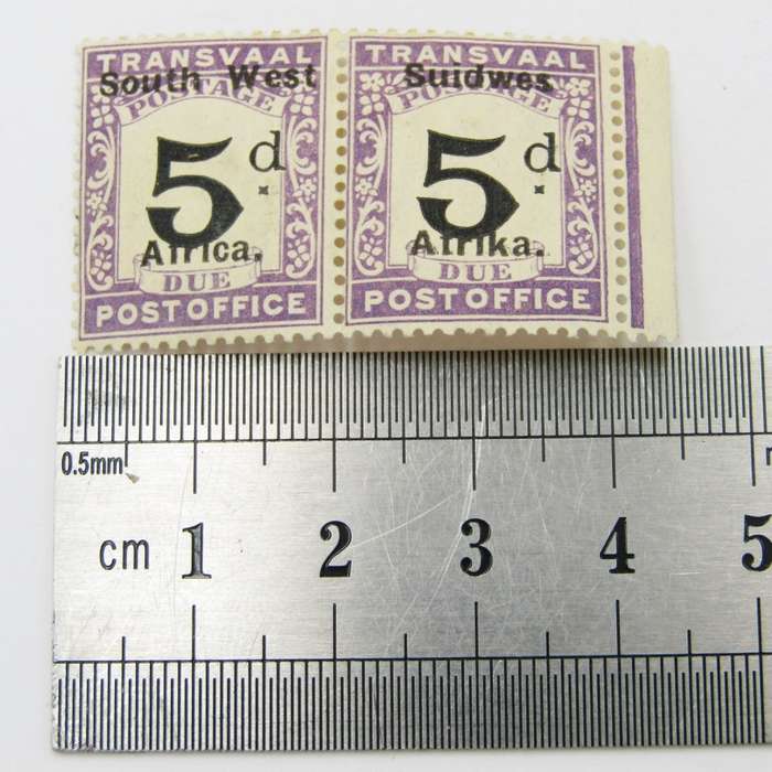 South West Africa postage due 5d May to Sep 1927 mint pair hinged