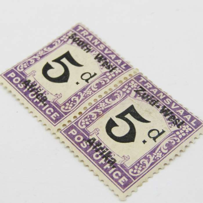 South West Africa Postage due 5d ( Transvaal ) Pair mint hinged - SACC 7