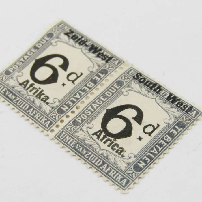 South West Africa Postage due pair of 6d stamps SACC 9 mint hinged