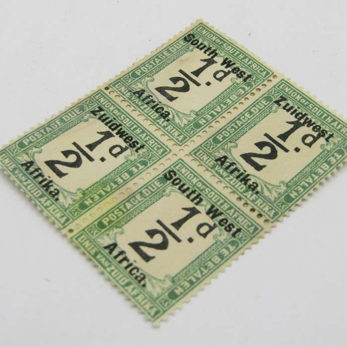 South West Africa SACC 17 Postage due 1924 1/2d block of 4 mint hinged