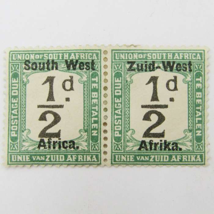 South West Africa Postage due 1/2d - Pair mint hinged SACC 1