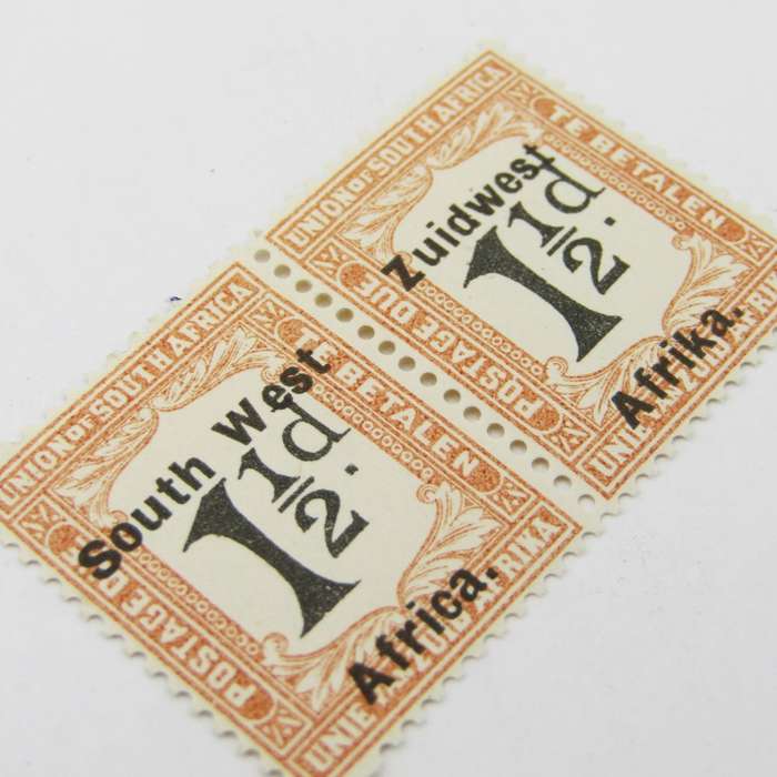 South West Africa Postage due SACC 30 with no perforation top left and bottom left