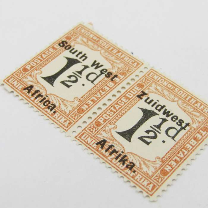 South West Africa Postage due SACC 30 with no perforation top left and bottom left