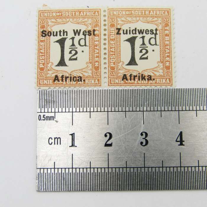 South West Africa Postage due SACC 30 with no perforation top left and bottom left