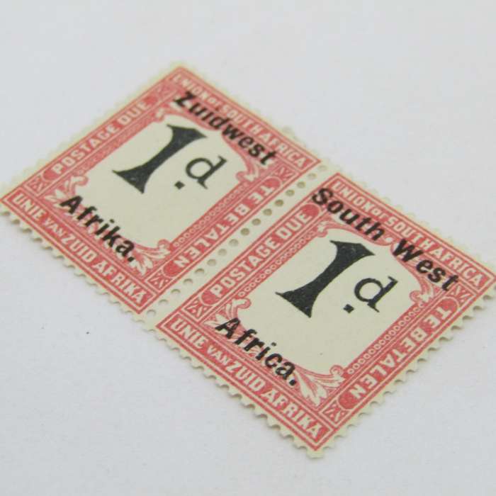South West Africa Postage due 1d pair SACC 18 - mint hinged