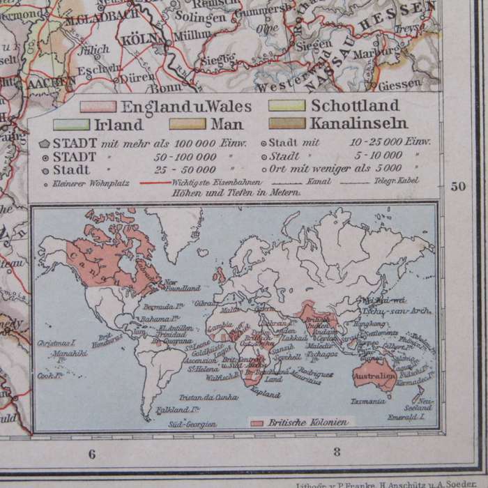 1901 Map of Great Britain and Ireland on A2 - Scaled 1 : 3000 000