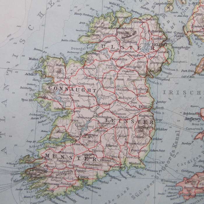 1901 Map of Great Britain and Ireland on A2 - Scaled 1 : 3000 000