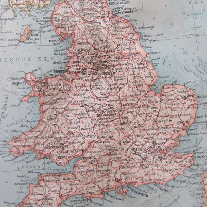 1901 Map of Great Britain and Ireland on A2 - Scaled 1 : 3000 000