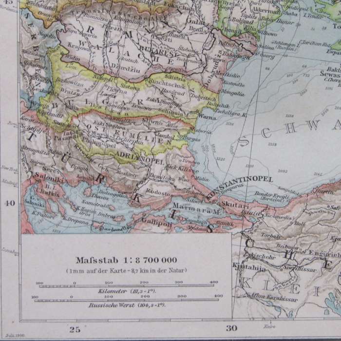 1901 Map of European Russia - on A2 - Scaled 1 : 8700 000