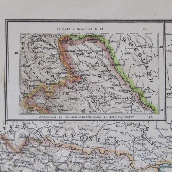 1901 Balkan area map on A2 - 1 : 3000 000 scale