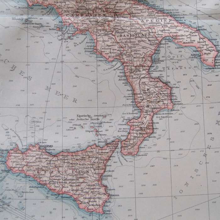 1901 Map of Italy on A2 - 1 : 500 000 scale