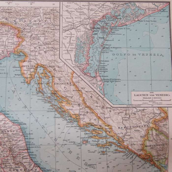 1901 Map of Italy on A2 - 1 : 500 000 scale