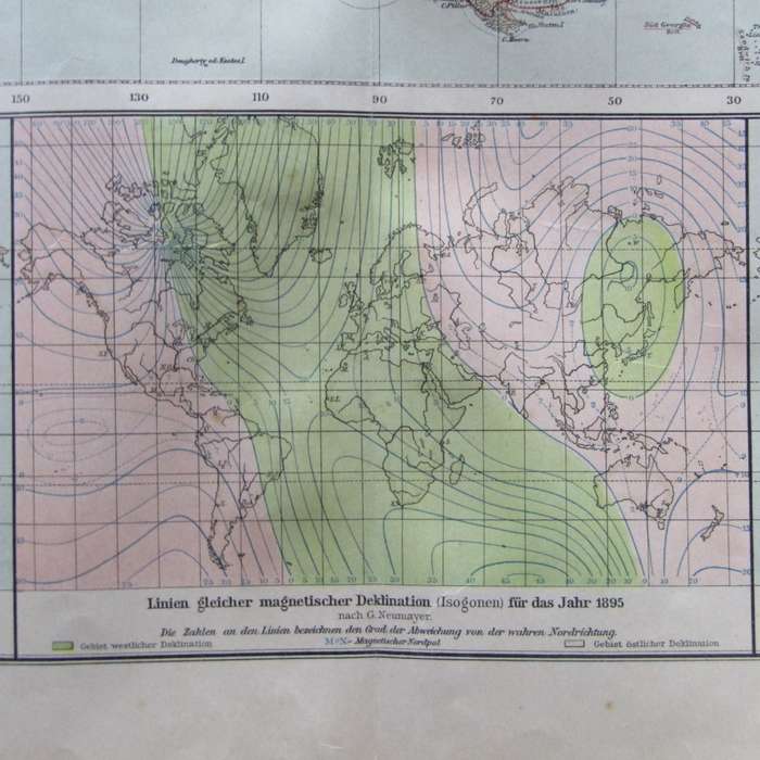 1901 Map of the World on A2 with colonial and world traffic - Scaled 1 : 90 000 000