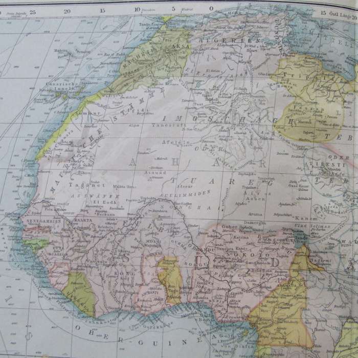 1901 Map of Africa on A2 - 1 : 23 000 000 scale
