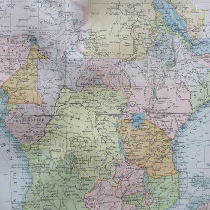 1901 Map of Africa on A2 - 1 : 23 000 000 scale