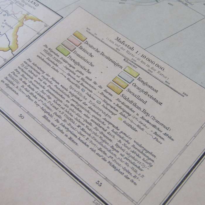 1901 Map of Southern Africa on A2 - 1 : 10 000 000 scale