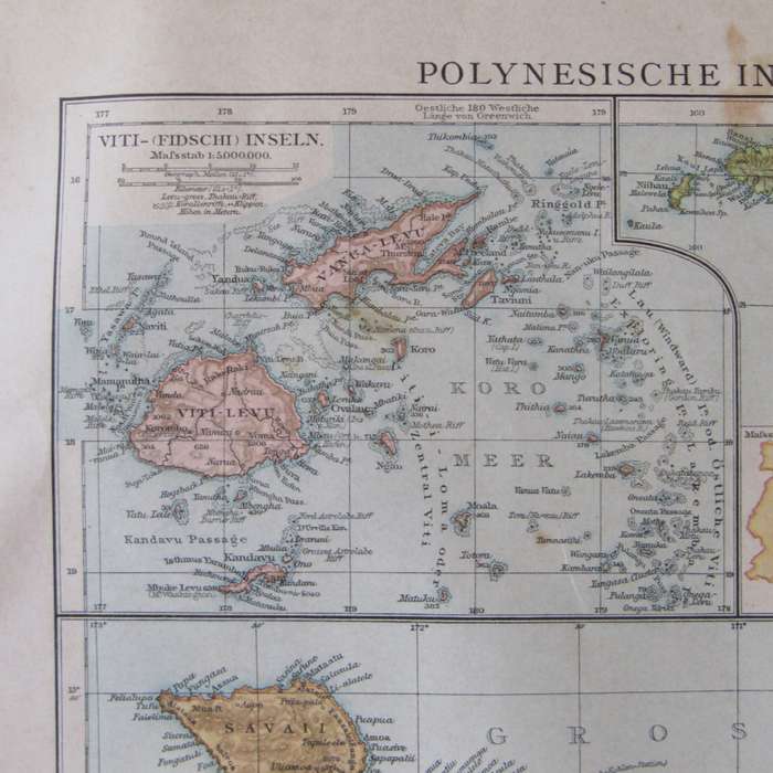 1901 Map of the Polynesian Island group and the South Pole area - A3