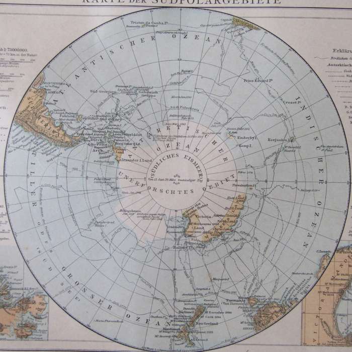 1901 Map of the Polynesian Island group and the South Pole area - A3