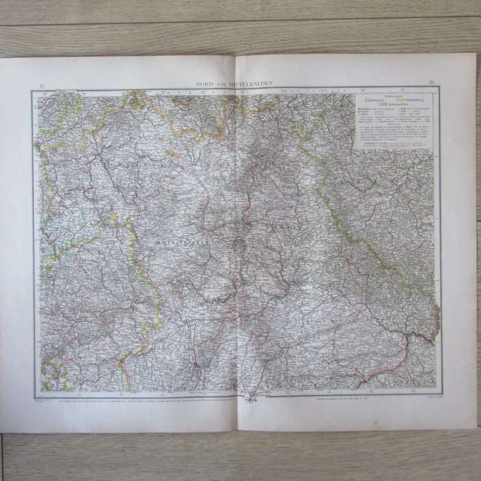 1901 Map of North & middle Bayern on A2 - Scaled 1 : 750 000