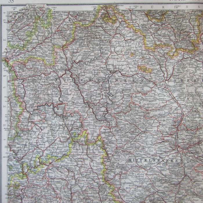 1901 Map of North & middle Bayern on A2 - Scaled 1 : 750 000