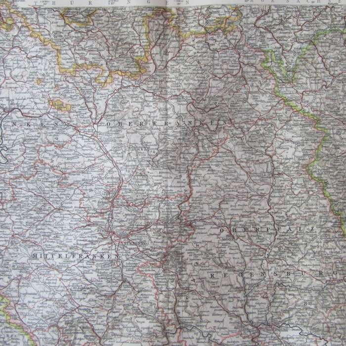 1901 Map of North & middle Bayern on A2 - Scaled 1 : 750 000