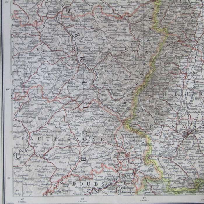 1901 Map of German states Baden, Wurttemberg etc on A2 - Scaled 1 : 750 000