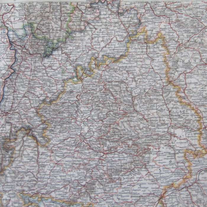 1901 Map of German states Baden, Wurttemberg etc on A2 - Scaled 1 : 750 000