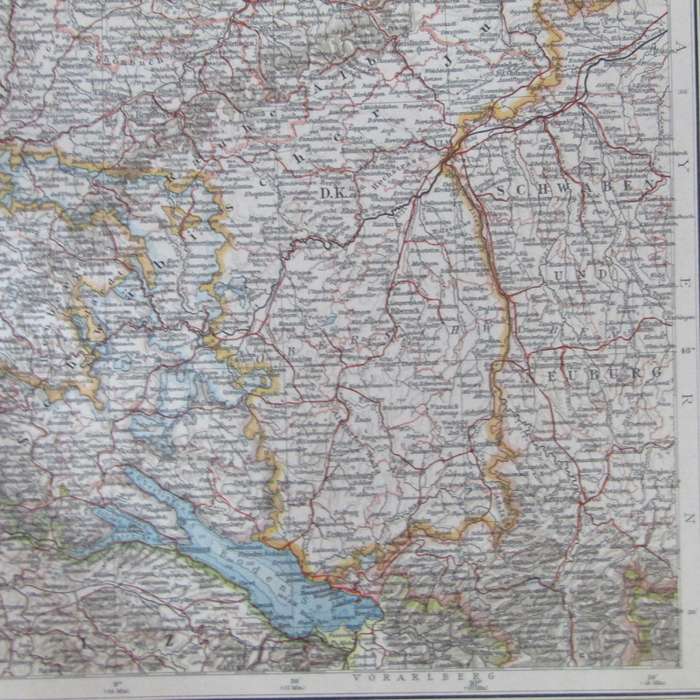 1901 Map of German states Baden, Wurttemberg etc on A2 - Scaled 1 : 750 000