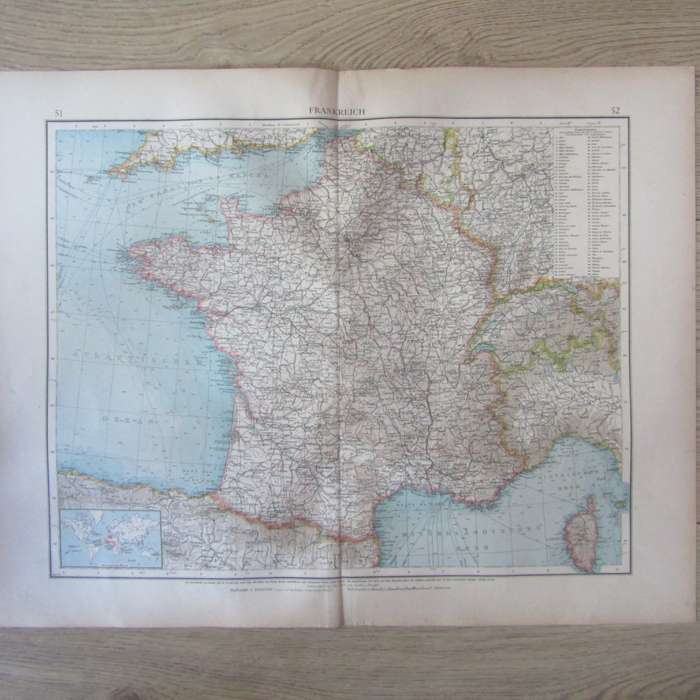 1901 Map of France on A2 - Scaled 1 : 3 000 000