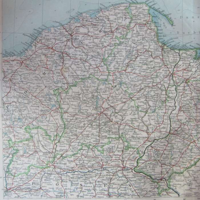 1901 Map of West and East Prussia on A2 - Scaled 1 : 1 000 000