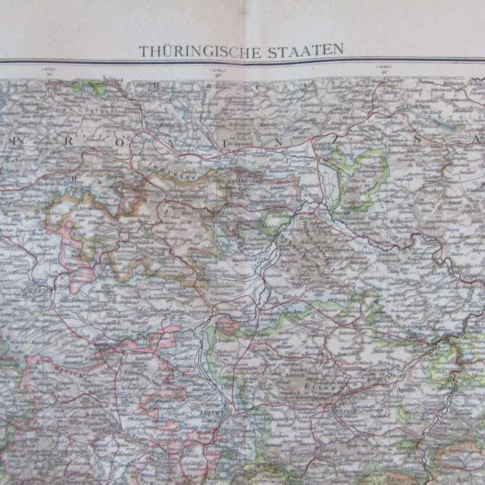 1901 Map of German Thuringia on A2 - Scaled 1 : 500 000