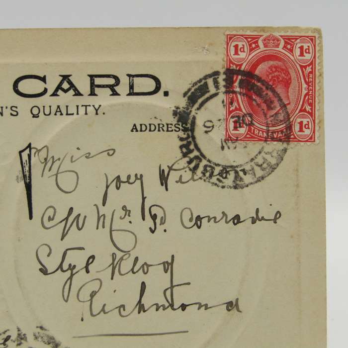 1911 Postcard - Miss Gabrielle Ray posted in Murraysburg Transvaal - with Transvaal 1d stamp